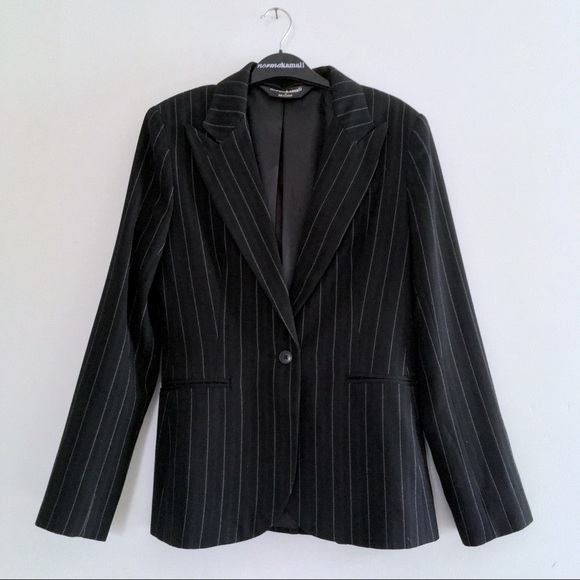 Norma Kamali · Black Pinstripe Blazer - EUC - Picture 1 of 8